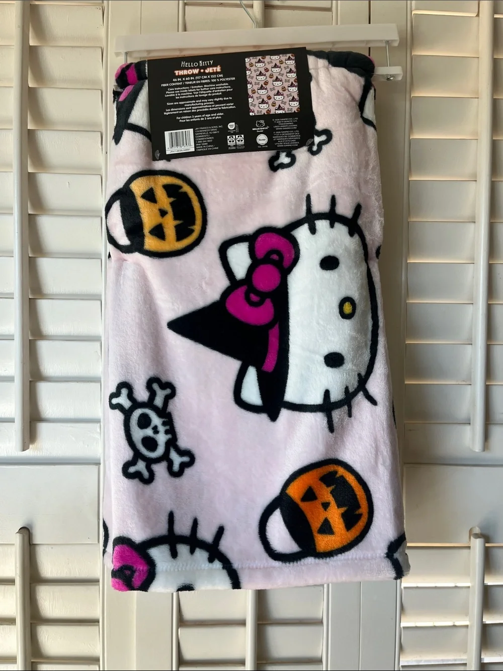 🎀🎃 NWT Sanrio Hello Kitty Halloween Pink Spooky Throw Blanket 46”x60” 💀👻